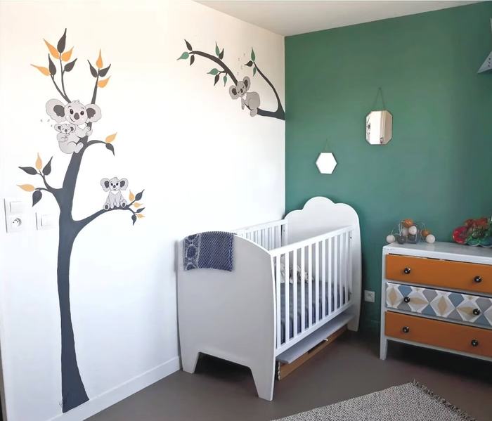 Fresque murale koalas chambre bébé