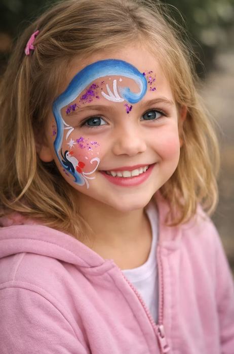 Maquillage enfant vague et oiseau