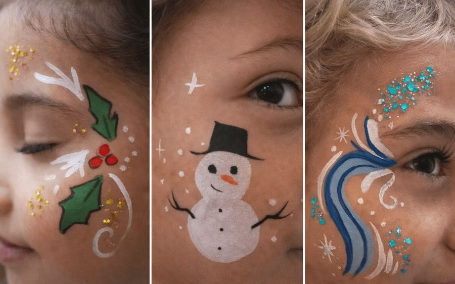 Maquillages enfants réalisés lors d'un événement de Noël